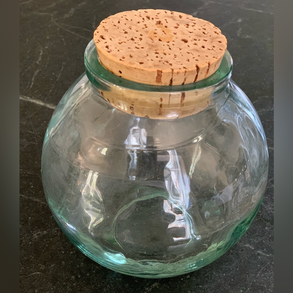 RECYCLED GREEN GLASS | Round Jar With Cork Lid